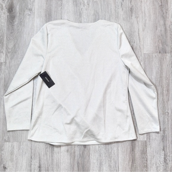 Alfani Silver Metallic V-Neck Front Wrap Top L - Picture 7 of 7